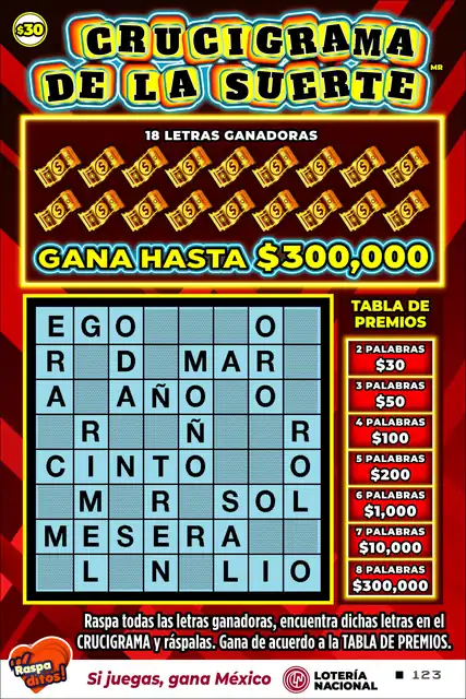 Raspadito Crucigrama de la suerte (Sorteo 323)